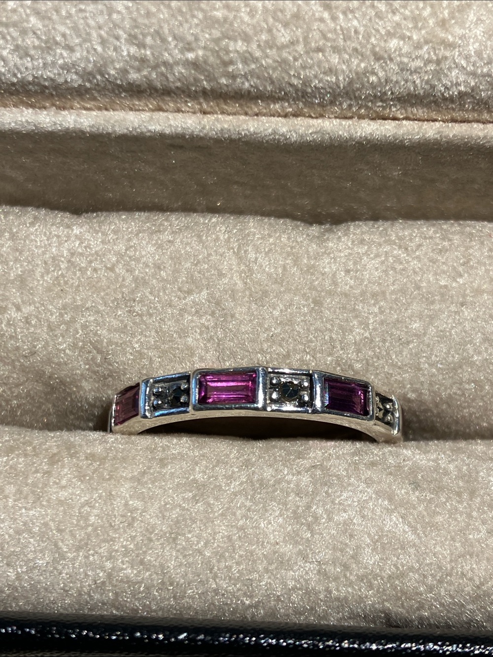 925 silver amethyst and Marcasite anniversary band